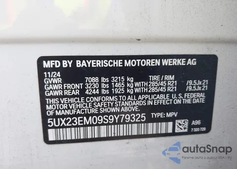 2025 BMW X7 xDrive40I from USA, damaged, VIN 5UX23EM09S9Y79325